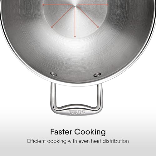 Stahl Artisan Triply 5.1 L, 30 cm Stainless Steel Kadhai with Lid,Kadai for Cooking, Stainless Steel Cookware Triply Kadai, Induction & Gas Stove Compatible - Image 3