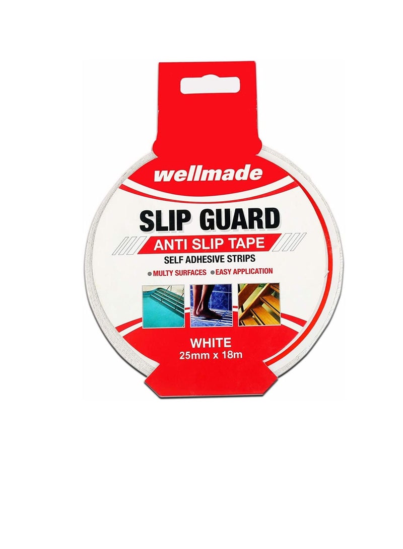 Wellmade Synthetic Fine Resilient Soft for Bare Feet Traction Anti Slip Skid Tapes (18m, 1in, 25mm, White) - Image 3