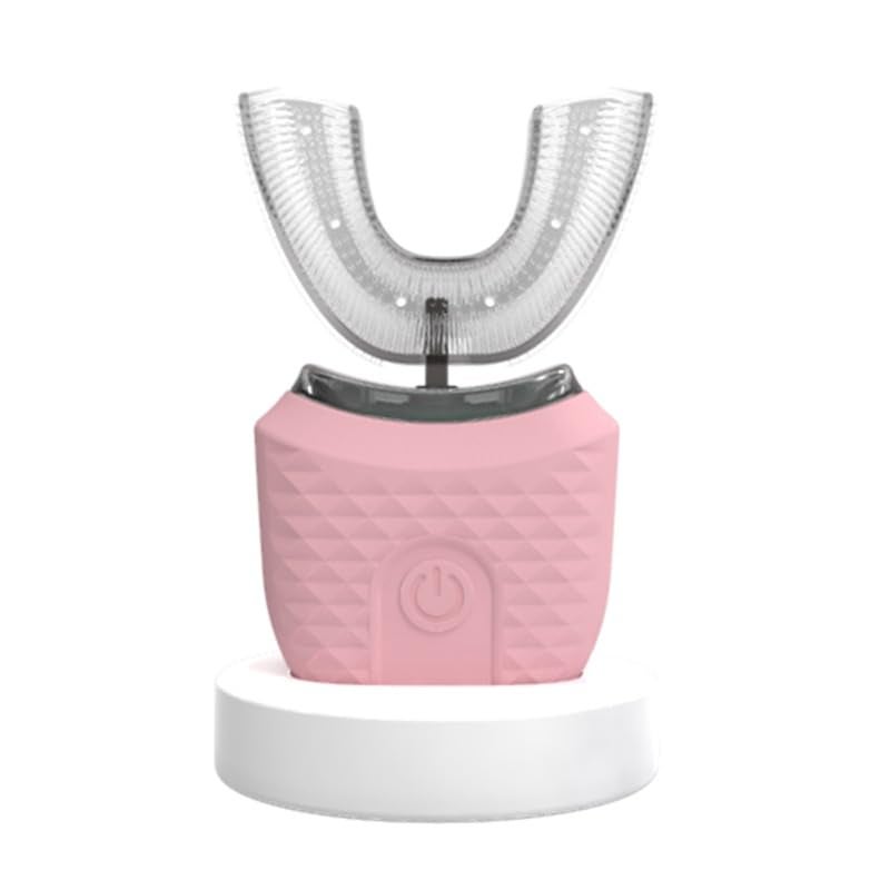Ultrasonic Electric Toothbrush - U Shaped Automatic Toothbrush for Adults with 4 Modes, 360° Degree Automatic Cleaning & Whitening Teeth, IPX7 Waterproof, MY-116 (Pink)