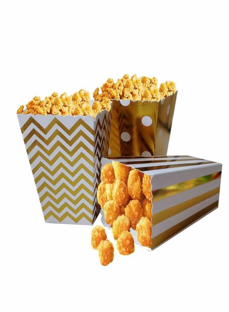 24pcs Popcorn Boxes Holders Containers Cardboard Candy Container Snack Paper Bags for Movie Theater Dessert Tables Wedding Favors (Gold)  - Image 4