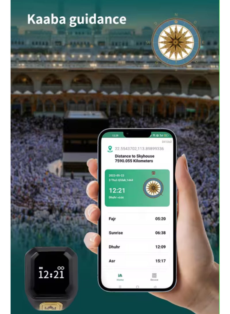 BSTWSH Smart Dhikr Ring: Tasbih Counter, Prayer Reminder, Bluetooth Connection, OLED Screen, 20mm Size - Image 4