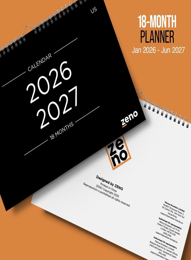 زينو تقويم حائط زينو 18 شهرًا 2026-2027 - من 26 يناير إلى 27 يونيو مع ملصقات تخطيط - مثالي لغرف النوم - سهل التعليق مع أدوات التثبيت المرفقة - تقويم بسيط لعام 2026 - 11.8 بوصة × 8.3 بوصة - Image 2