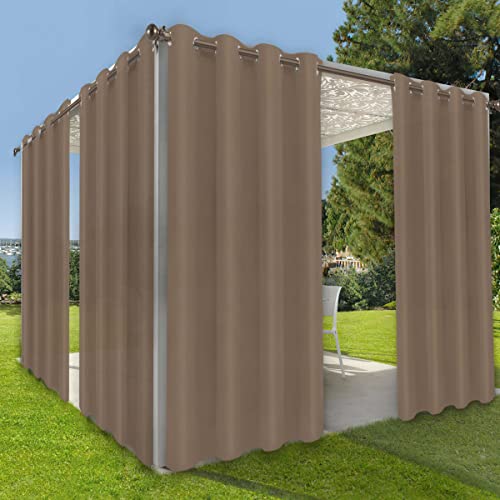ستائر خارجية مقاومة للماء للداخل والخارج لخصوصية الفناء وحجب الشمس مع حلقة معدنية للستائر مقاومة للعوامل الجوية ومقاومة للأشعة فوق البنفسجية لحديقة الجازبو والشرفة الأمامية والبرجولا 52W x 84L بوصة كاكي 1 لوحة