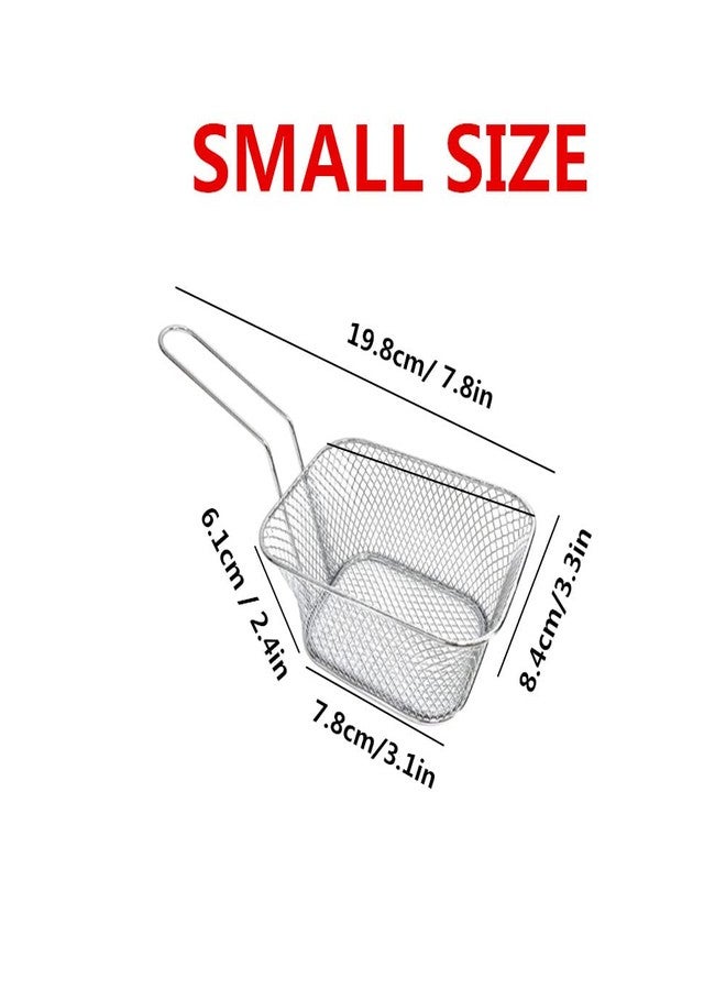 Jilukibo Silver Mini French Fries Basket Net, Stainless Steel Square Fry Chips Filter, Chicken Wings Fried Food Table Serving Holder for Kitchen Restaurant Party Barbecue (2 Pack with different size) - Image 2