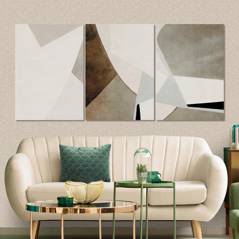 ماركتنا ثلاث لوحات قماشية فخمة بتصميم مودرن مع برواز مجوف مقاس (90×40) ثلاث قطع - Image 1