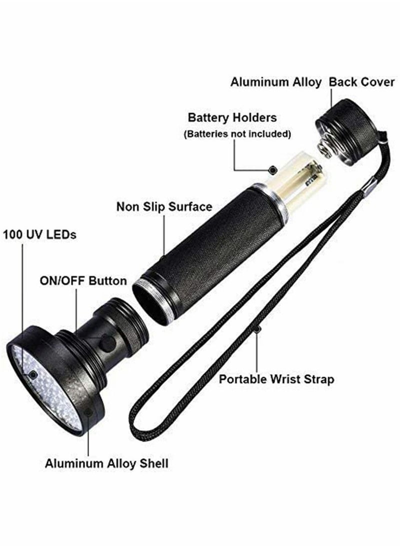 HomarKet - Black Light UV Flashlights, Ultra Bright 100 LED 395nm Ultraviolet Blacklight Detector for Dog Cat Pet Urine, Dry Stains and Bed Bug, Matching with Pet Odor Eliminator - Image 1