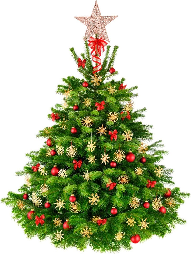 BinaryABC Christmas Tree Topper Star,Glittering Christmas Tree Decoration Ornaments,20cm (Rose Gold) - Image 5