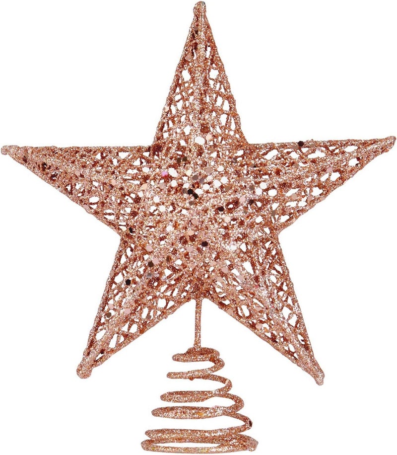 BinaryABC Christmas Tree Topper Star,Glittering Christmas Tree Decoration Ornaments,20cm (Rose Gold) - Image 1