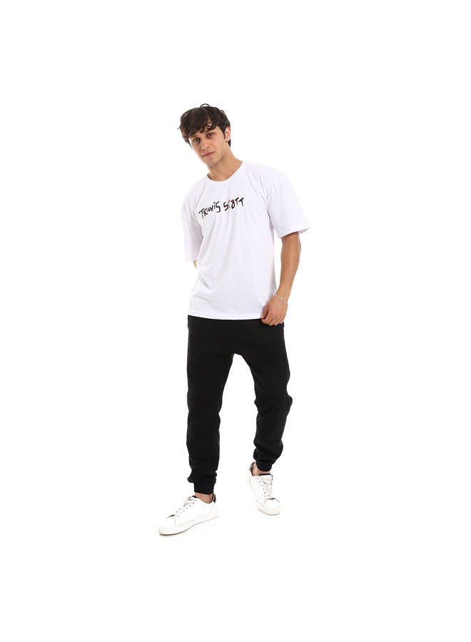 Andora Slip On "Travis" Printed Cotton Men Tee-Travis White - Image 1
