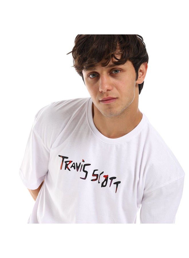 Andora Slip On "Travis" Printed Cotton Men Tee-Travis White - Image 2