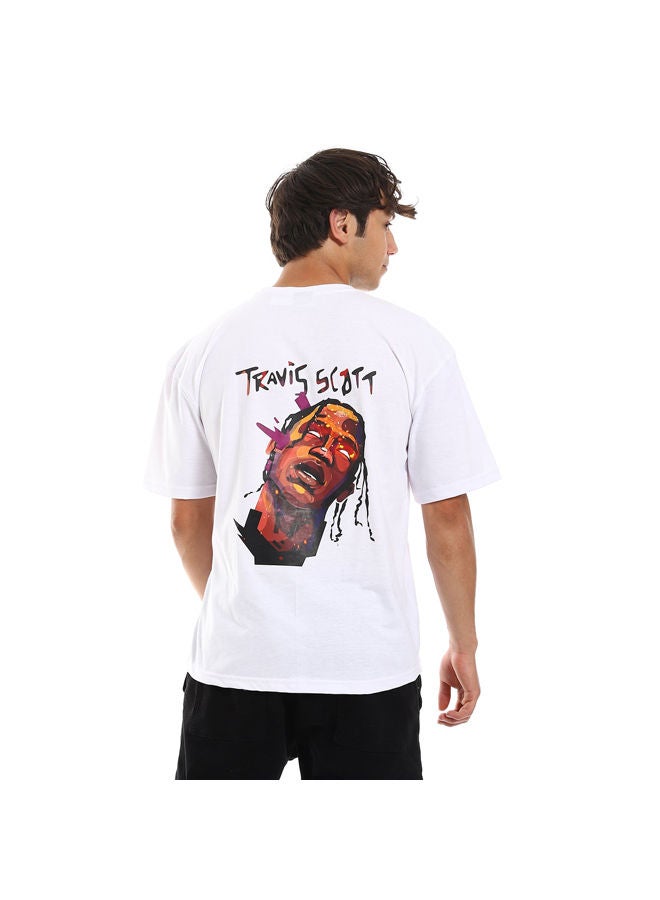 Andora Slip On "Travis" Printed Cotton Men Tee-Travis White - Image 4