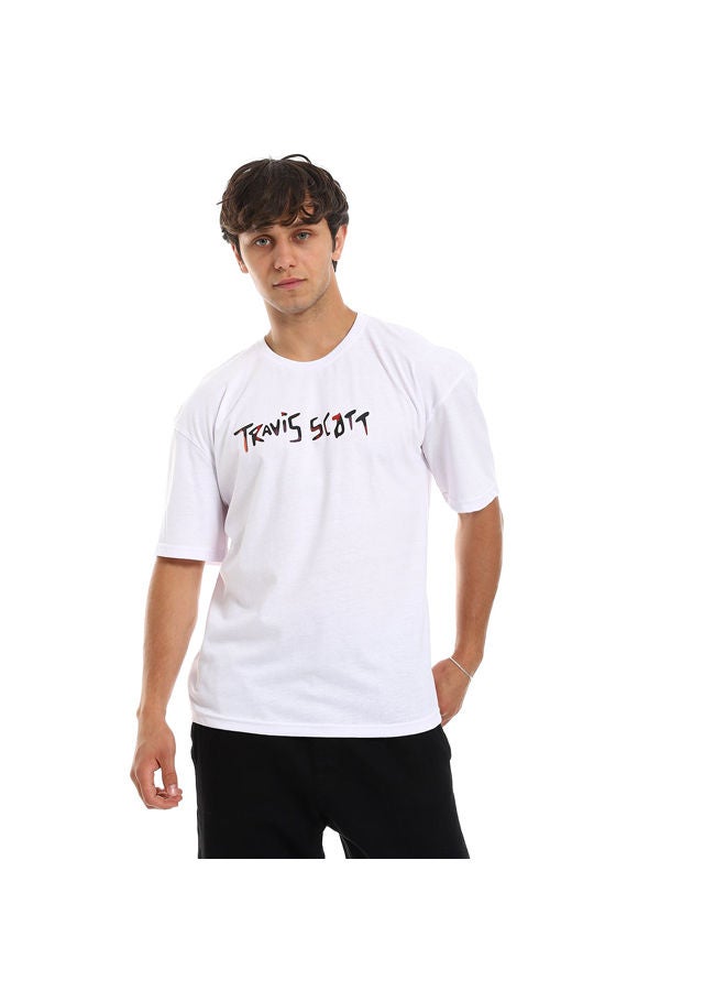 Andora Slip On "Travis" Printed Cotton Men Tee-Travis White - Image 5