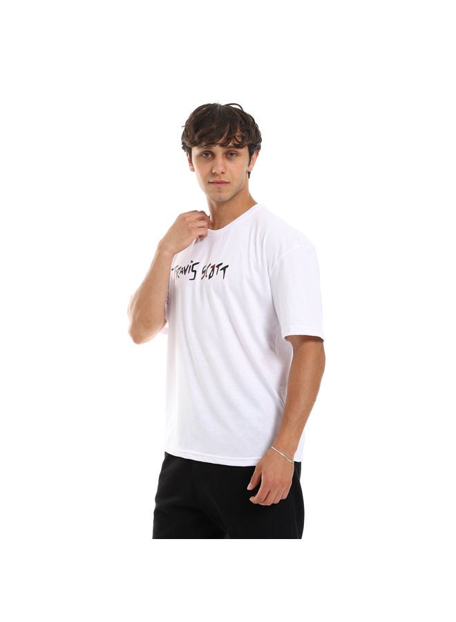 Andora Slip On "Travis" Printed Cotton Men Tee-Travis White - Image 3