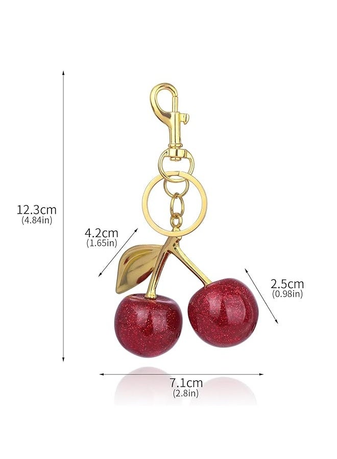 Cherry Bag Charm, Cherry Keychain Accessory Purse Charm - Image 2