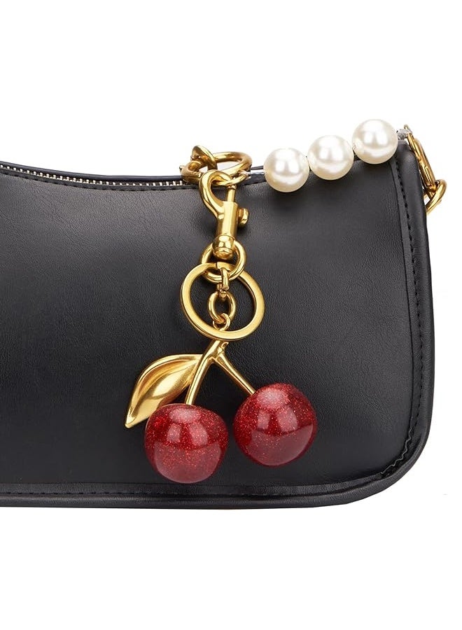 Cherry Bag Charm, Cherry Keychain Accessory Purse Charm - Image 3