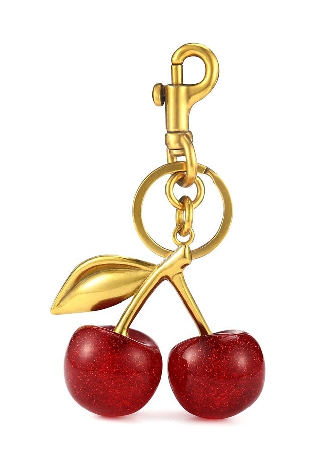 Cherry Bag Charm, Cherry Keychain Accessory Purse Charm - Image 1