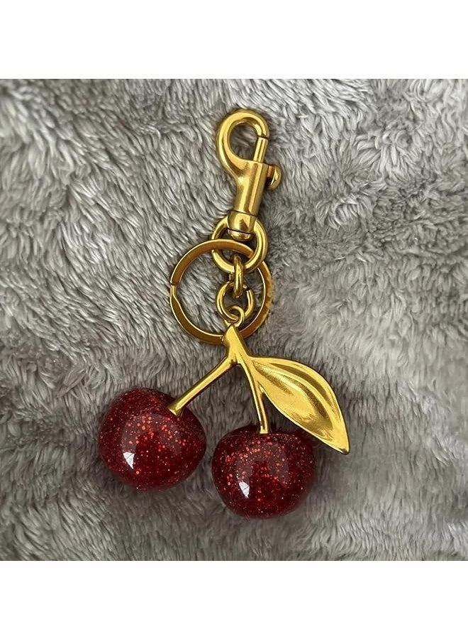 Cherry Bag Charm, Cherry Keychain Accessory Purse Charm - Image 4