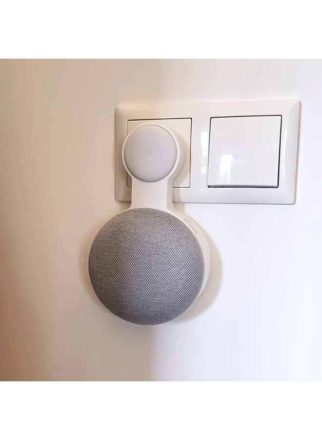 White Wall Mount Stand For Nest Mini Speaker With Power Adapter - Image 5