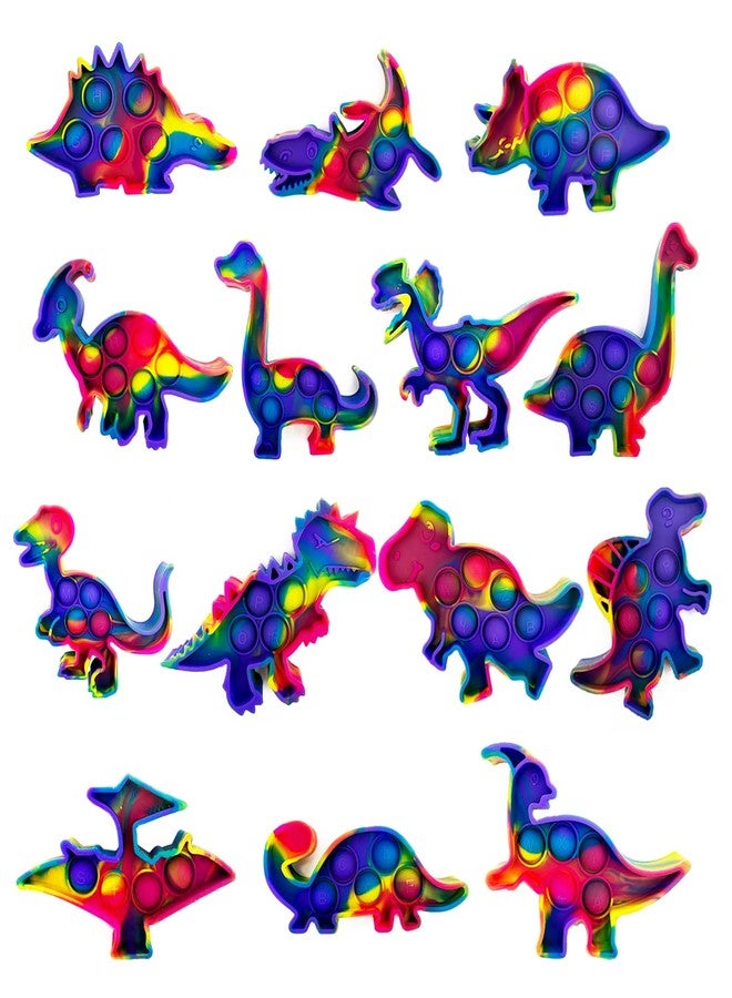 hunbath Easter Basket Stuffers - 14 Pack Easter Dinosaur Poppers, Dinosaur Pop Bubble Fidget Sensory Toy, Mini Fidget Toys Bulk Party Favors for Kids Toddler, ABC Alphabet Learning and Educational Toys - Image 1