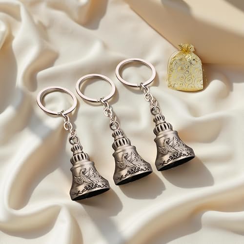 AEROSTARK Set of 3 Silver Phoenix Guardian Bell Keychains | Metallic Lucky Bells for Riders, Bikers & Travelers | Spiritual Protection Charm for Motorcycle, Car, Bag & Home | Gift for Men & Women - Image 4