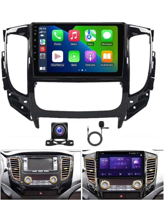 Vierex Android Car Stereo Screen for Mitsubishi L200 5 (2015–2020) – Auto Air‑conditioning Panel, Wireless Apple CarPlay & Android Auto, WiFi, AHD Camera Included (4+32 GB, 360° Cameras) - Image 1