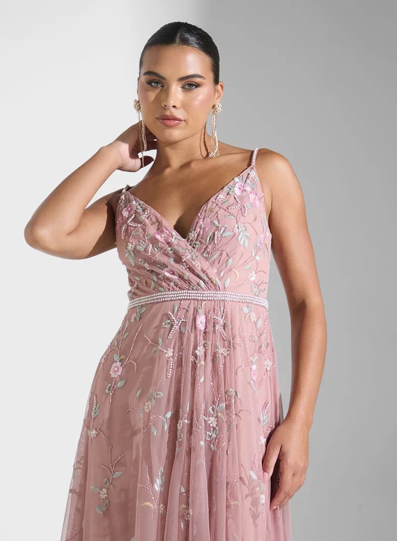 Namshi x Floral Tulle Maxi Dress
