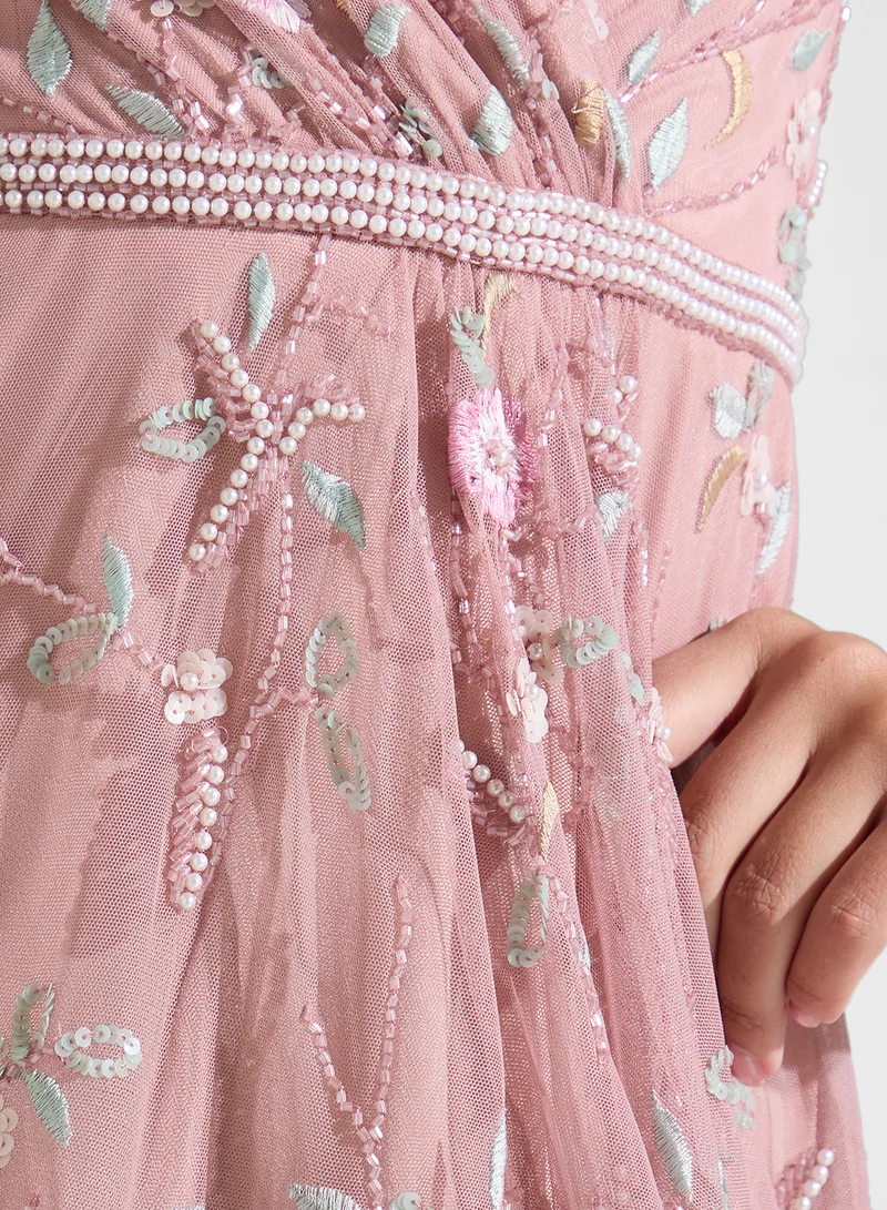 Namshi x Floral Tulle Maxi Dress