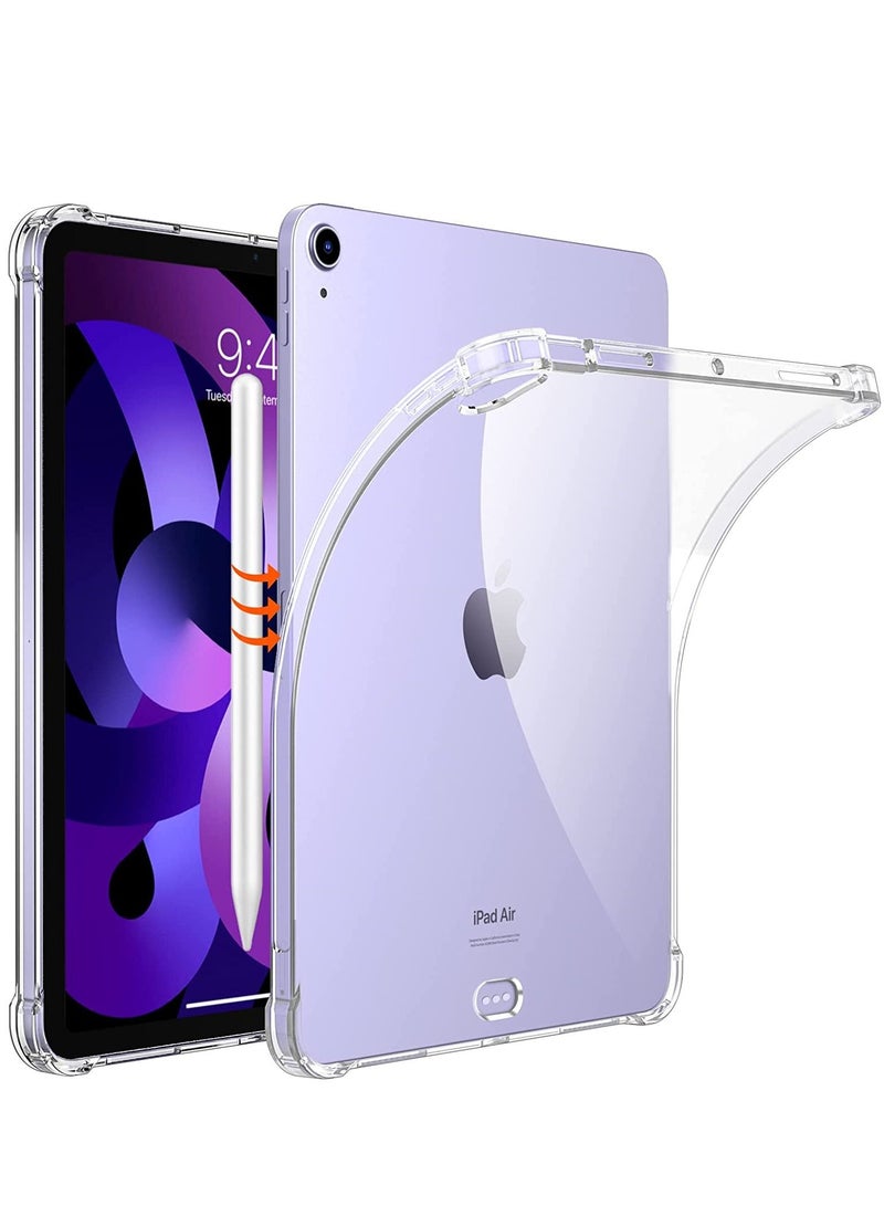vesus Case Fit iPad Air 5th/4th Generation 2022/2020 10.9 Inch, [2nd Gen Apple WH Pencil Charge & Touch ID Supported] Soft TPU Protective Reinforced Corner, Anti-Scratch Ultra Clear Tablet Cover, Clear