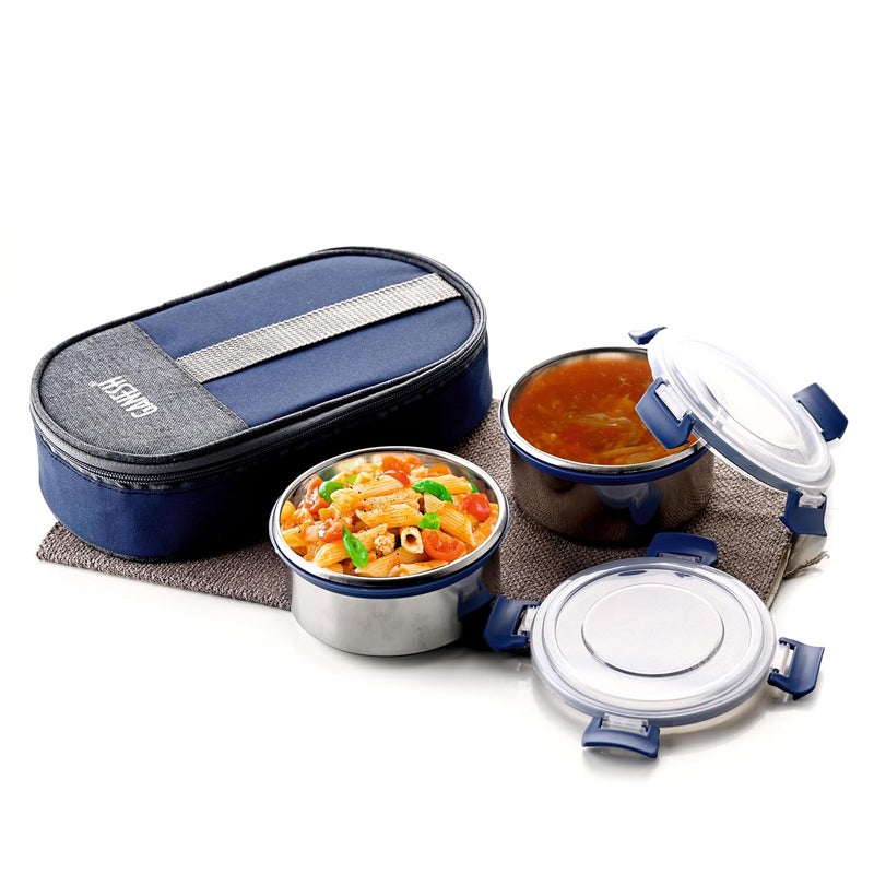 Ganesh Neo Twin Airtight & Leak Proof Container Lunch Box with Bag 300 ML - Image 1