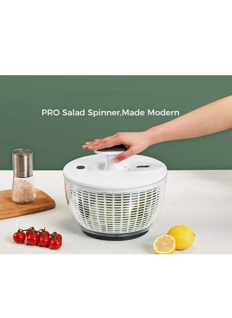 XiuWoo - Large Salad Spinner 6L, Manual Lettuce Spinner for Vegetable Prepping, One Handed Pump Fruit Spinner, Quick Drying Salad Leaves with Bowl and Colander - Image 1