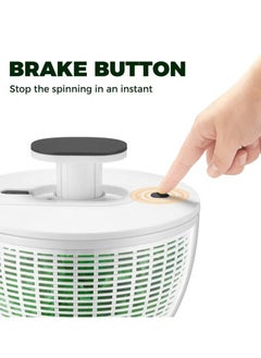 XiuWoo Large Salad Spinner 6L, Manual Lettuce Spinner for Vegetable Prepping, One Handed Pump Fruit Spinner, Quick Drying Salad Leaves with Bowl and Colander  - Image 3