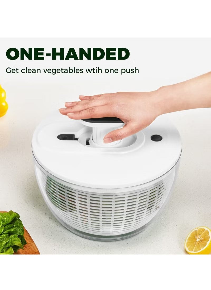 XiuWoo - Large Salad Spinner 6L, Manual Lettuce Spinner for Vegetable Prepping, One Handed Pump Fruit Spinner, Quick Drying Salad Leaves with Bowl and Colander - Image 1
