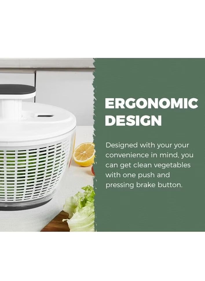 XiuWoo - Large Salad Spinner 6L, Manual Lettuce Spinner for Vegetable Prepping, One Handed Pump Fruit Spinner, Quick Drying Salad Leaves with Bowl and Colander - Image 1