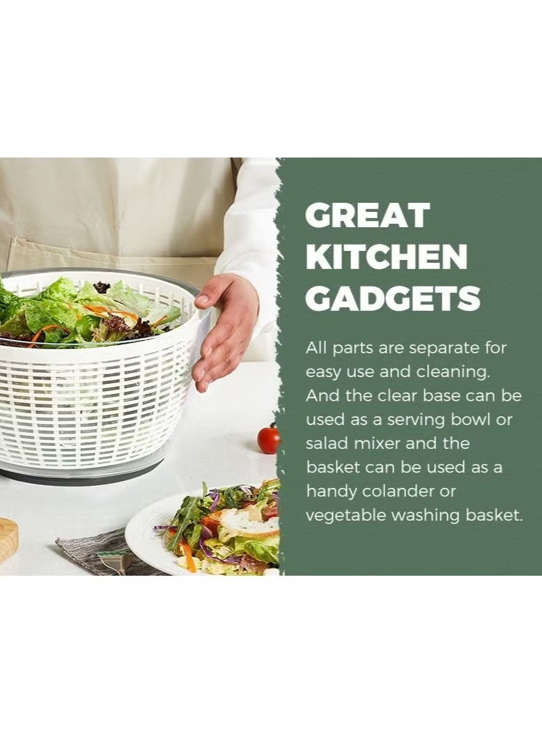 XiuWoo - Large Salad Spinner 6L, Manual Lettuce Spinner for Vegetable Prepping, One Handed Pump Fruit Spinner, Quick Drying Salad Leaves with Bowl and Colander - Image 1