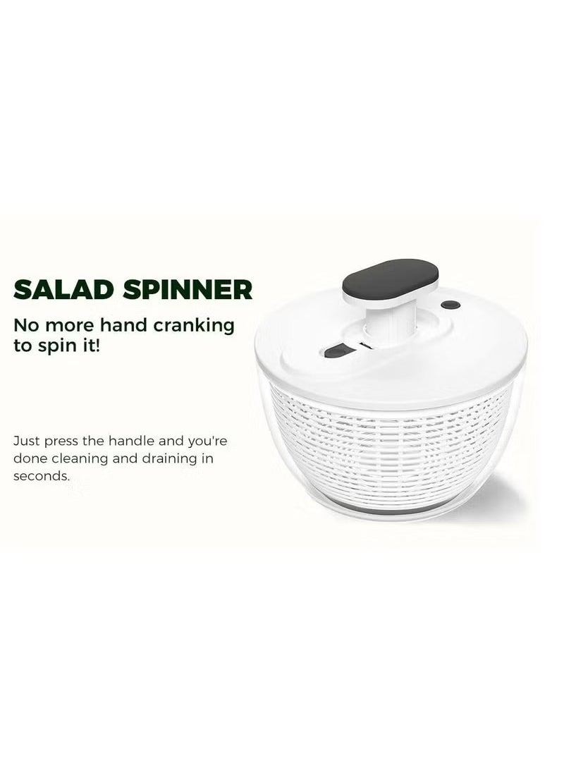 XiuWoo - Large Salad Spinner 6L, Manual Lettuce Spinner for Vegetable Prepping, One Handed Pump Fruit Spinner, Quick Drying Salad Leaves with Bowl and Colander - Image 1