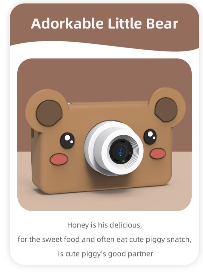 GULFLINK Kids Toy Digital Camera for Child Boys Girls Brown bear - Image 2