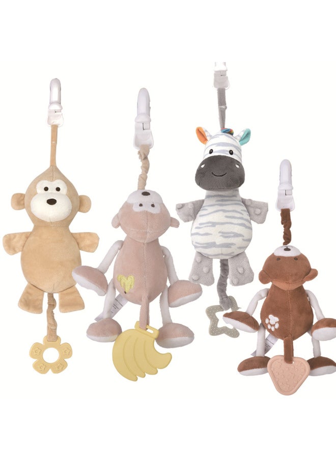 Generic - Baby Animal Plush Bed Hanging Toy Baby Trolley Hanging Pendant Soothing Teeth Gum Music Box Lala-Color:Eight-tone Box Cute Monkey Cheer - Image 1