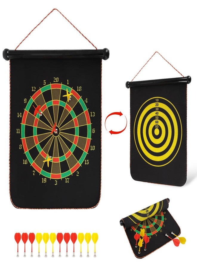 Qonutoci Magnetic Dart Board, 15 x 12 Inches Dart Boards for Youth Boys Girls, Two Sided Roll Up Dartboard,12 Magnetic Safe Darts, Indoor Outdoor Game, Room Decor, Best Gifts for Teen Boys 13-18 - Image 1