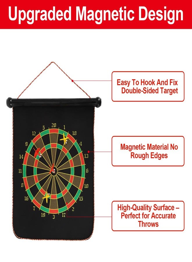 Qonutoci Magnetic Dart Board, 15 x 12 Inches Dart Boards for Youth Boys Girls, Two Sided Roll Up Dartboard,12 Magnetic Safe Darts, Indoor Outdoor Game, Room Decor, Best Gifts for Teen Boys 13-18 - Image 4