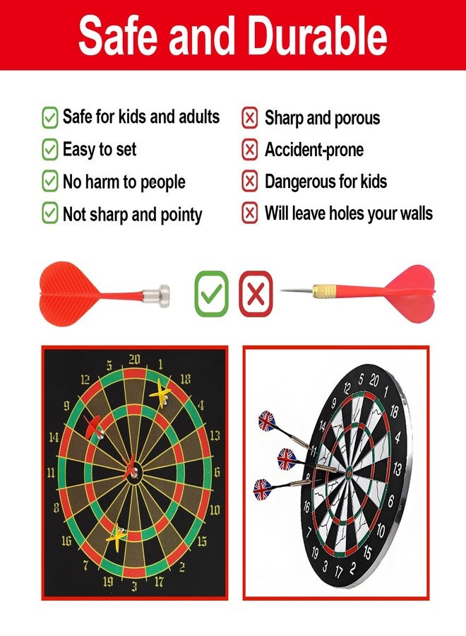 Qonutoci Magnetic Dart Board, 15 x 12 Inches Dart Boards for Youth Boys Girls, Two Sided Roll Up Dartboard,12 Magnetic Safe Darts, Indoor Outdoor Game, Room Decor, Best Gifts for Teen Boys 13-18 - Image 3