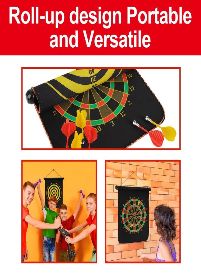 Qonutoci Magnetic Dart Board, 15 x 12 Inches Dart Boards for Youth Boys Girls, Two Sided Roll Up Dartboard,12 Magnetic Safe Darts, Indoor Outdoor Game, Room Decor, Best Gifts for Teen Boys 13-18 - Image 5
