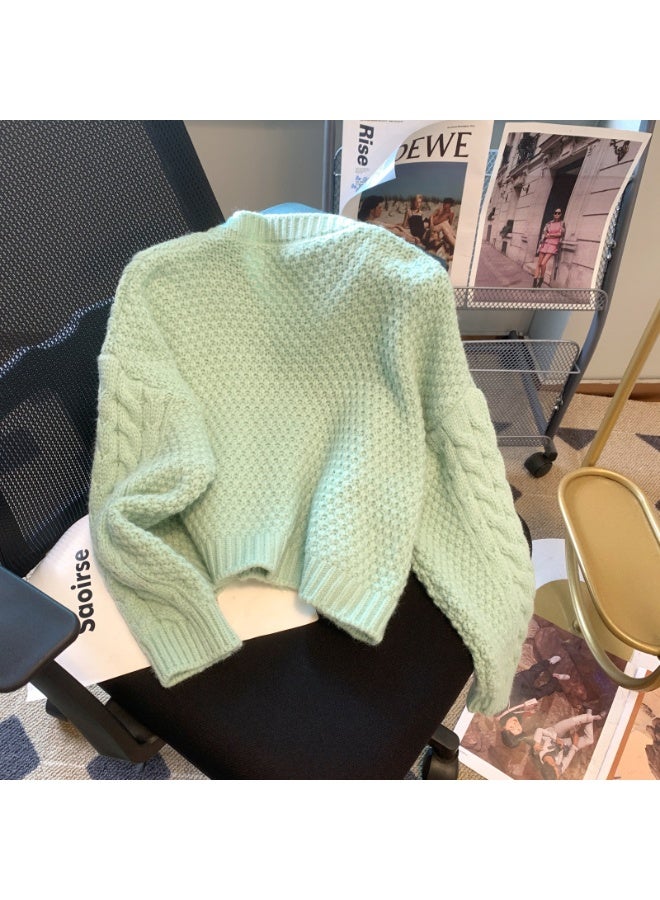 NIBEMINENT Women Candy Color Twist Knitted Button Sweater Autumn Spring Female Long Sleeve Loose Knitted Sweater Cardigans - Image 2