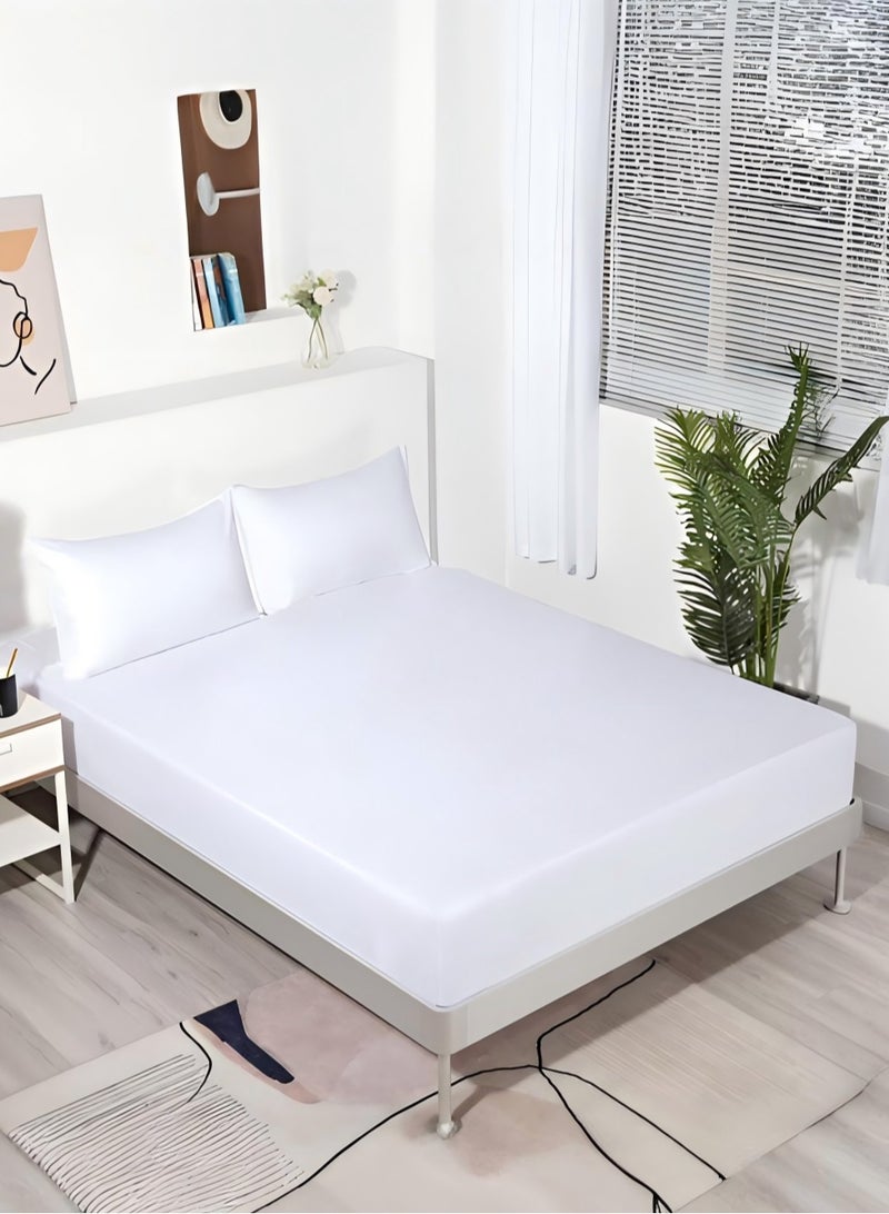 Duoduo home Bedsheet 3 Pcs set fitted sheet ,king /queen /single size ,1 fitted sheet +2 pillow  covers,white sofft cotton-plain white - Image 1