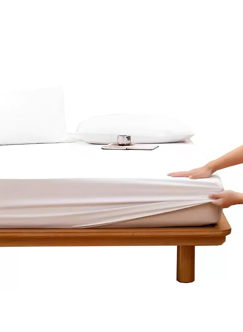 Duoduo home Bedsheet 3 Pcs set fitted sheet ,king /queen /single size ,1 fitted sheet +2 pillow  covers,white sofft cotton-plain white - Image 2