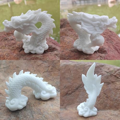 livelyfish Aquarium Dragon Statue Sandstone Ornaments Asian Fish Tank Decor for Freshwater Saltwater Tank Landscape Garden Decorations (White) - Image 5