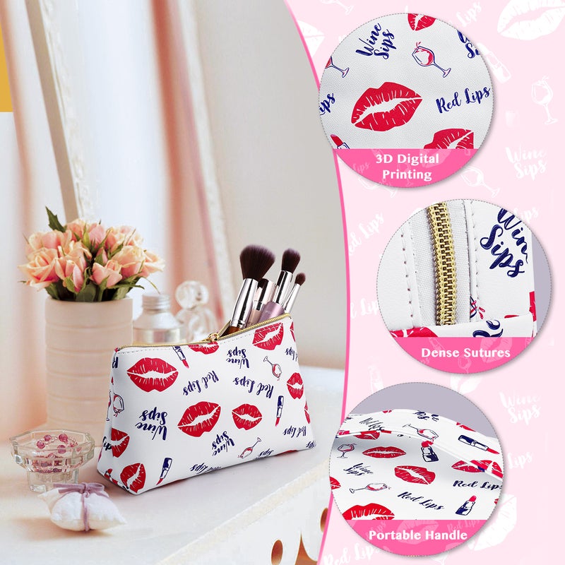 3pcs Makeup Bags Lipstick Patterned Cosmetics Bag Compact Fashion Toiletries Pouch Pen Pencil Stationery Bag - Image 1