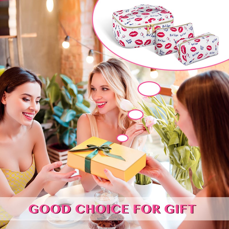 3pcs Makeup Bags Lipstick Patterned Cosmetics Bag Compact Fashion Toiletries Pouch Pen Pencil Stationery Bag - Image 5