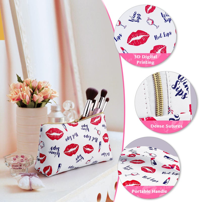 3pcs Makeup Bags Lipstick Patterned Cosmetics Bag Compact Fashion Toiletries Pouch Pen Pencil Stationery Bag - Image 4