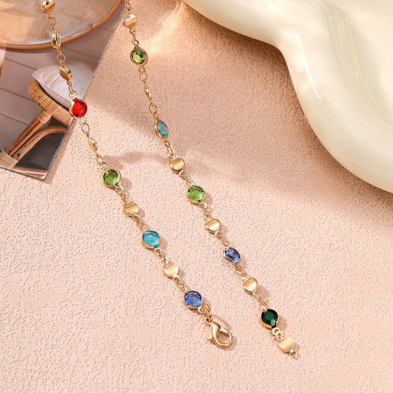 KURTCB Rhinestone Necklace for Women Boho Long Y Lariat Necklace Colorful Jewelry Sweater Party Summer Beach(Muliticolor) - Image 3