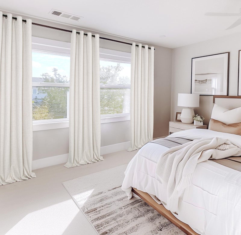 100% Blackout Shield Linen Blackout Curtains for Bedroom  Thermal Insulated Curtains 84 Inch Length 2 Panels Set  Grommet Drapes for Living Room  50  W x 84  L  Beige - Image 3
